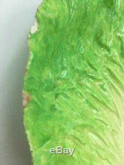 Antique E B NAPOLI Large Lettuce Cabbage Leaf BOWL Rare ITALIAN MAJOLICA