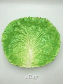 Antique E B NAPOLI Large Lettuce Cabbage Leaf BOWL Rare ITALIAN MAJOLICA