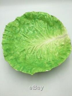 Antique E B NAPOLI Large Lettuce Cabbage Leaf BOWL Rare ITALIAN MAJOLICA