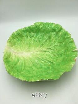 Antique E B NAPOLI Large Lettuce Cabbage Leaf BOWL Rare ITALIAN MAJOLICA
