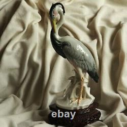 Antique ENS Heron Crane Bird Water Lake River German Porcelain Figure Old Nature