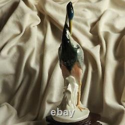 Antique ENS Heron Crane Bird Water Lake River German Porcelain Figure Old Nature