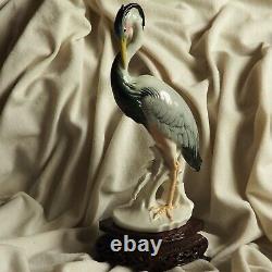 Antique ENS Heron Crane Bird Water Lake River German Porcelain Figure Old Nature