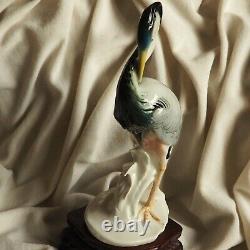 Antique ENS Heron Crane Bird Water Lake River German Porcelain Figure Old Nature