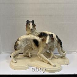 Antique ERPHILA Germany Porcelain Art Deco Borozi Wolfhounds Dogs Figurine