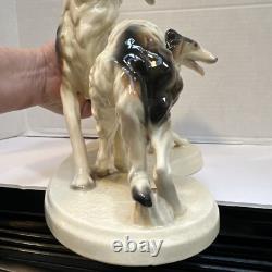 Antique ERPHILA Germany Porcelain Art Deco Borozi Wolfhounds Dogs Figurine