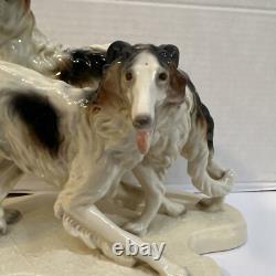 Antique ERPHILA Germany Porcelain Art Deco Borozi Wolfhounds Dogs Figurine