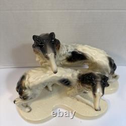 Antique ERPHILA Germany Porcelain Art Deco Borozi Wolfhounds Dogs Figurine