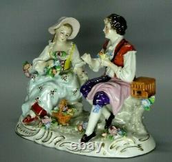 Antique Ernst Bohne & Söhne Porcelain The Lady With Shepherd Bird Figurine 1915