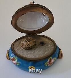 Antique France Art Deco French Porcelain Lidded Inkwell Pen Holder Lady Woman