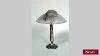 Antique French Art Deco Nickel Plated Table Lamp With Geomet