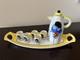 Antique French Art Deco Porcelain Cordial Set With Tray Signed