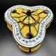 Antique French Porcelain Faience Encrier Inkwell Triangular Art Deco France Desk