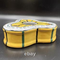 Antique French Porcelain Faience Encrier Inkwell Triangular Art Deco France Desk