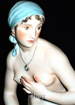 Antique German Allach Artist Forster Nude Lady Bathing Beauty Porcelain Figurine
