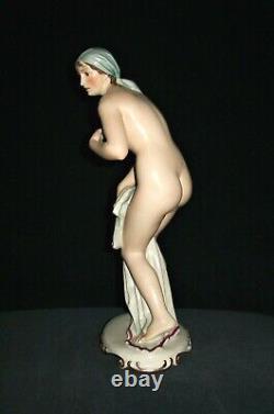 Antique German Allach Artist Forster Nude Lady Bathing Beauty Porcelain Figurine