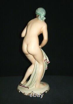 Antique German Allach Artist Forster Nude Lady Bathing Beauty Porcelain Figurine