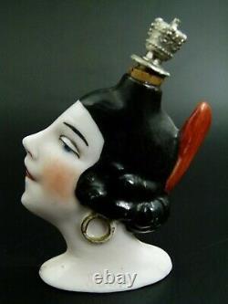 Antique German Art Deco Perfume Flask Crown Top Spanish Lady
