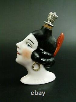 Antique German Art Deco Perfume Flask Crown Top Spanish Lady