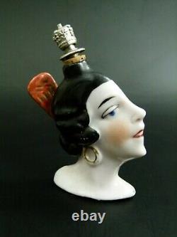 Antique German Art Deco Perfume Flask Crown Top Spanish Lady