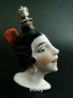 Antique German Art Deco Perfume Flask Crown Top Spanish Lady