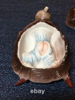 Antique German Art Deco Porcelain Bathing Beauty Turtle Naughty Lady Figurine