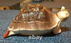 Antique German Art Deco Porcelain Bathing Beauty Turtle Naughty Lady Figurine