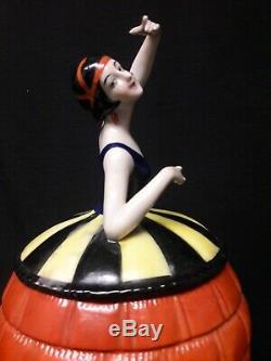 Antique German Art Deco Porcelain Figural Powder Box