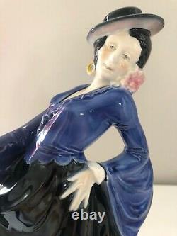 Antique German Art Deco Porcelain Figurine Tango Dancer Flapper Lady Woman