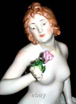 Antique German Art Deco Rare Dresden Nude Lady Doll Dancer Porcelain Figurine