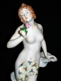 Antique German Art Deco Rare Dresden Nude Lady Doll Dancer Porcelain Figurine