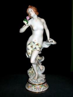 Antique German Art Deco Rare Dresden Nude Lady Doll Dancer Porcelain Figurine