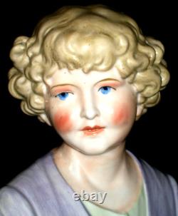 Antique German Art Deco Stunning Girl Doll Head Porcelain Bust Figurine