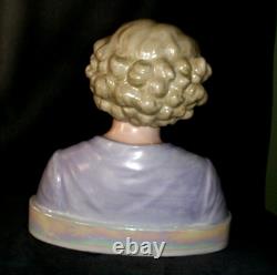 Antique German Art Deco Stunning Girl Doll Head Porcelain Bust Figurine