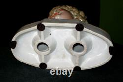 Antique German Art Deco Stunning Girl Doll Head Porcelain Bust Figurine