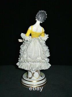 Antique German Dresden Lace Art Deco Lady Doll With Parrot Porcelain Figurine