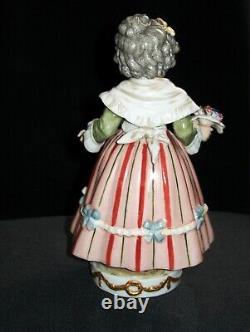 Antique German Dressel Kister Girl Half Doll With Flowers Porcelain Figurine