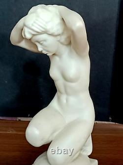 Antique German Hutschenreuther Art Deco Porcelain Nude Figurine, 6.8 high