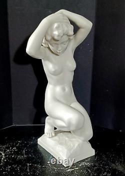 Antique German Hutschenreuther Art-Deco Porcelain Nude by Tutter, 14 high