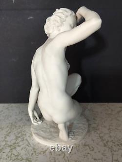 Antique German Hutschenreuther Bisque Porcelain Figurine, Nude, 8 high