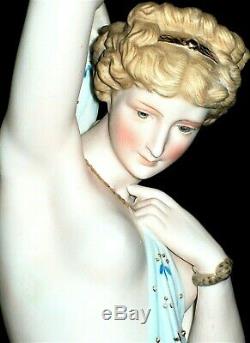 Antique German Kpm Lady Nude Goddess Bathing Beauty Bisque Porcelain Figurine