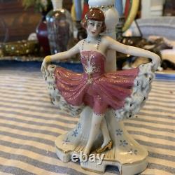 Antique German Porcelain Art Deco Inspired Dancing Flapper Girls Lamp