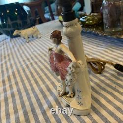 Antique German Porcelain Art Deco Inspired Dancing Flapper Girls Lamp