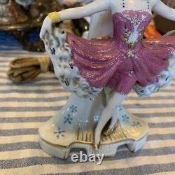 Antique German Porcelain Art Deco Inspired Dancing Flapper Girls Lamp