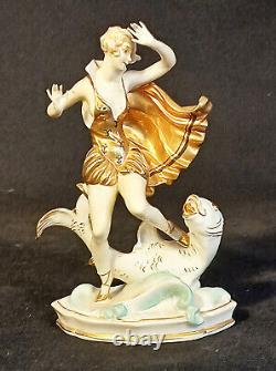 Antique German Porcelain Art Deco Lady Figurine Passauer Porzellanmanufaktur