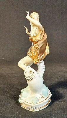 Antique German Porcelain Art Deco Lady Figurine Passauer Porzellanmanufaktur