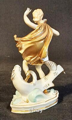 Antique German Porcelain Art Deco Lady Figurine Passauer Porzellanmanufaktur