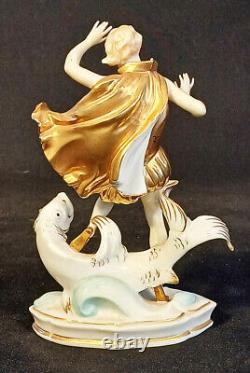 Antique German Porcelain Art Deco Lady Figurine Passauer Porzellanmanufaktur