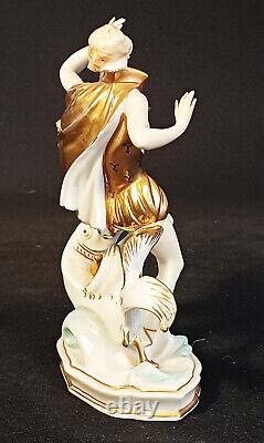 Antique German Porcelain Art Deco Lady Figurine Passauer Porzellanmanufaktur