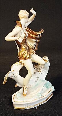 Antique German Porcelain Art Deco Lady Figurine Passauer Porzellanmanufaktur